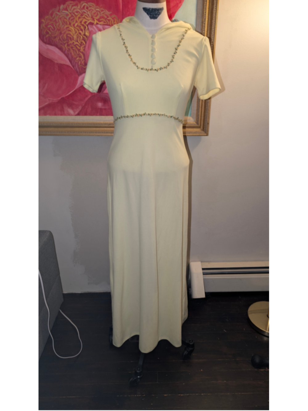 Vintage 70s Sylvia Ann hooded maxi dress